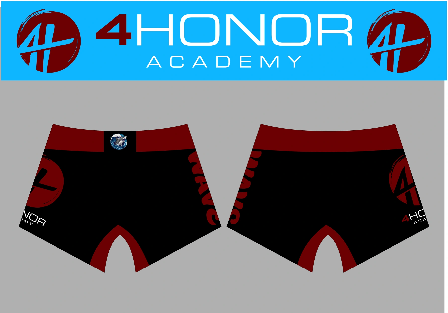 4Honor Academy matching shorts design showing front and back