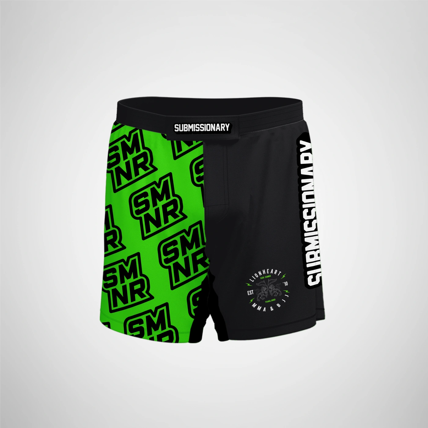 Lionheart × Submissionary no-gi shorts custom uniform design
